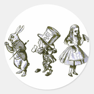 The Rabbit, the Hatter & Alice from Wonderland Classic Round Sticker