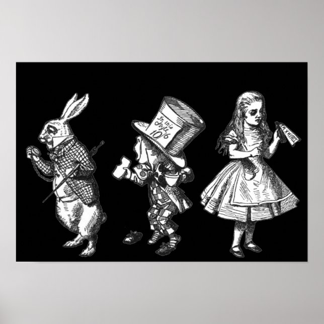 The Rabbit, the Hatter & Alice Wonderland Poster (Front)