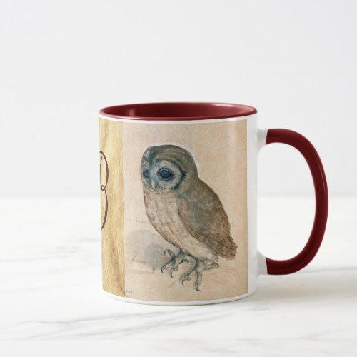 THE RABBIT  Young Hare  and Owl Monogram Mug