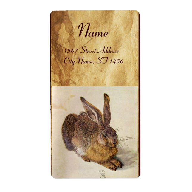 THE RABBIT ( Young Hare ) BROWN PARCHMENT Label (Front)