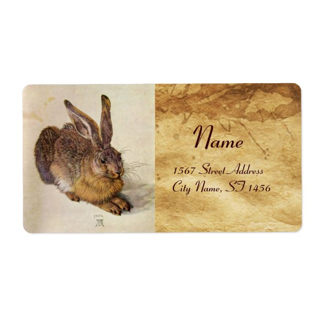 THE RABBIT ( Young Hare ) BROWN PARCHMENT Label (Front)