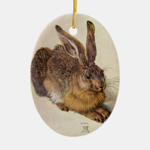 THE RABBIT  Young Hare  EASTER EGGS WITH FLOWERS Ceramic Ornament