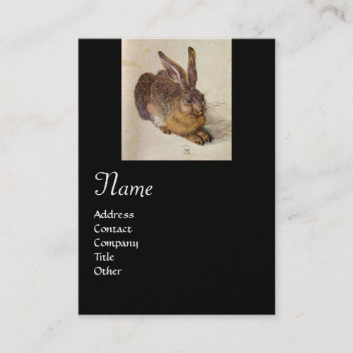 THE RABBIT  Young Hare  Monogram black and gold Business Card