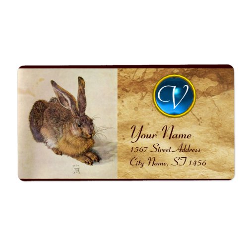 THE RABBIT  Young Hare  Monogram Blue Sapphire Label