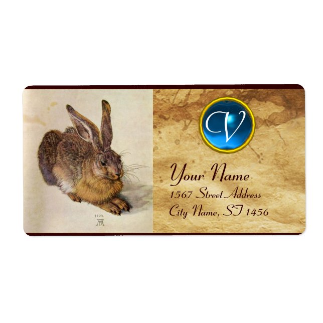 THE RABBIT ( Young Hare ) Monogram Blue Sapphire Label (Front)