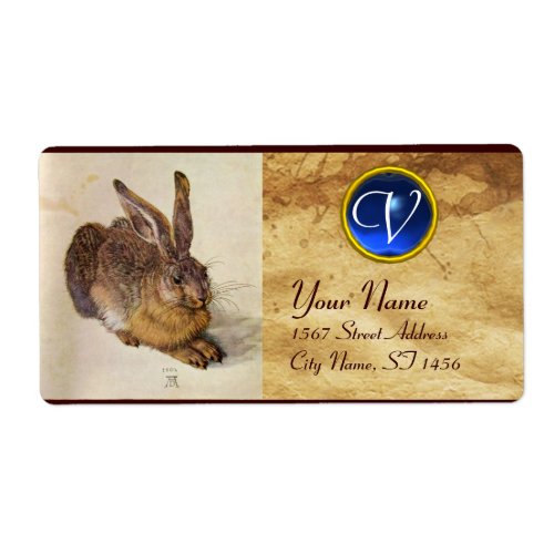 THE RABBIT  Young Hare  Monogram Blue Sapphire Label