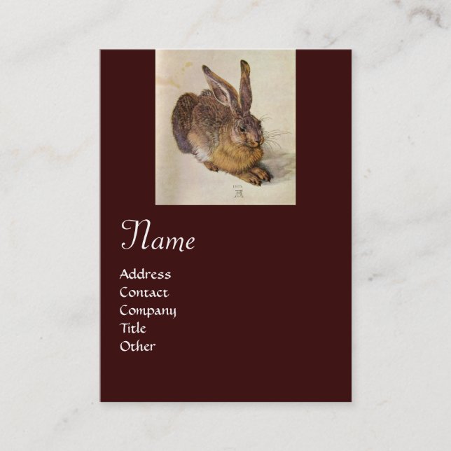 THE RABBIT ( Young Hare ) Monogram Business Card (Front)