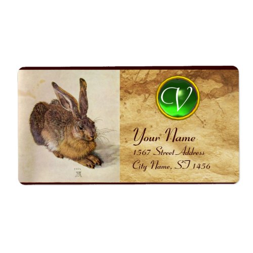 THE RABBIT  Young Hare  Monogram Green Emerald Label