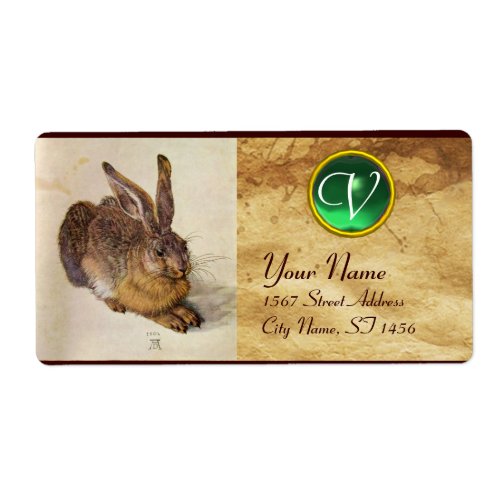 THE RABBIT  Young Hare  Monogram Green Jade Label