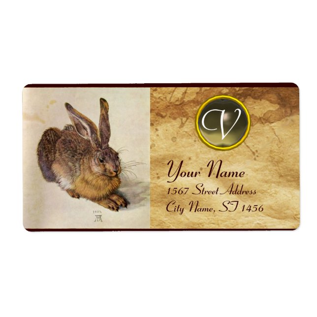 THE RABBIT ( Young Hare ) Monogram Grey Agate Label (Front)