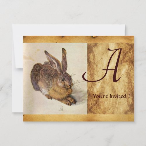 THE RABBIT  Young Hare  Monogram Invitation