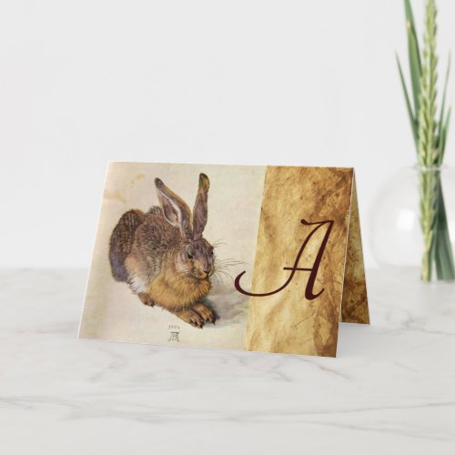 THE RABBIT  Young Hare  Monogram Note Card