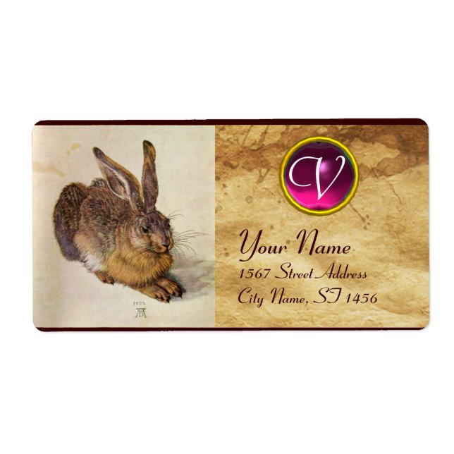 THE RABBIT ( Young Hare ) Monogram Pink Amethyst Label (Front)