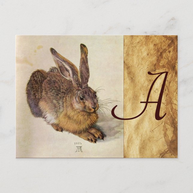 THE RABBIT ( Young Hare ) Monogram Postcard (Front)