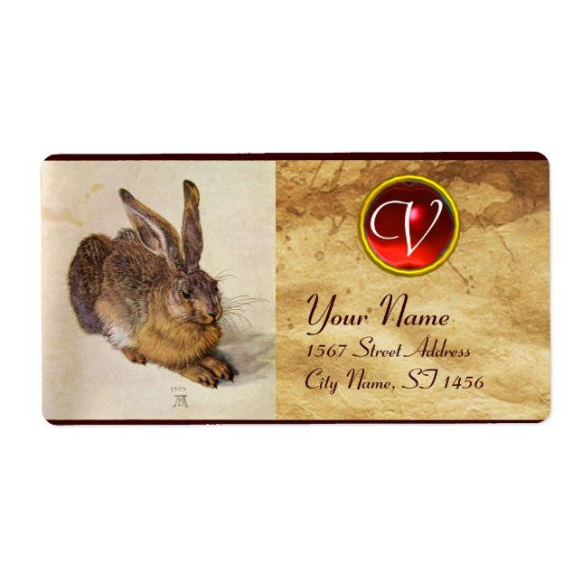 THE RABBIT ( Young Hare ) Monogram Red Ruby Label (Front)