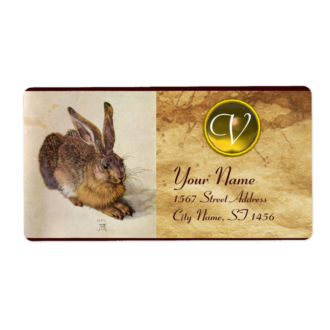 THE RABBIT ( Young Hare ) Monogram Yellow Topaz Label (Front)