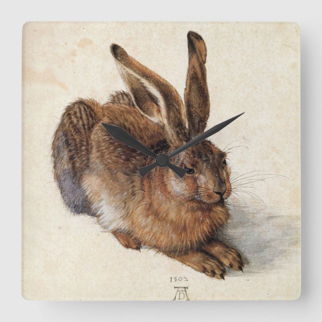 THE RABBIT ( Young Hare ) Square Wall Clock (Front)