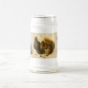 The Rabbit ( Young Hare ) ,Squirrels and Owl Beer Stein