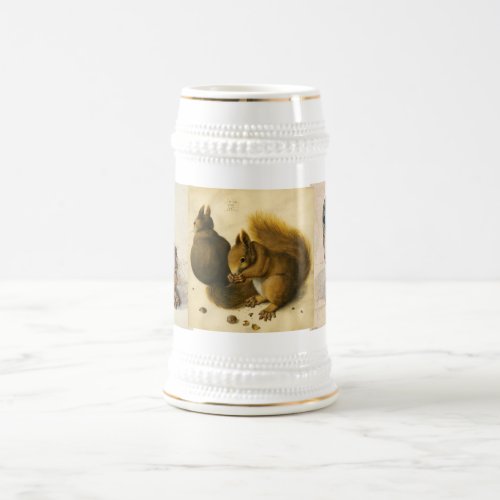 The Rabbit  Young Hare  Squirrels and Owl Beer Stein