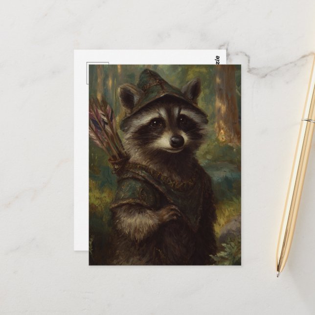 The Raccoon Archer Postcard (Front/Back In Situ)