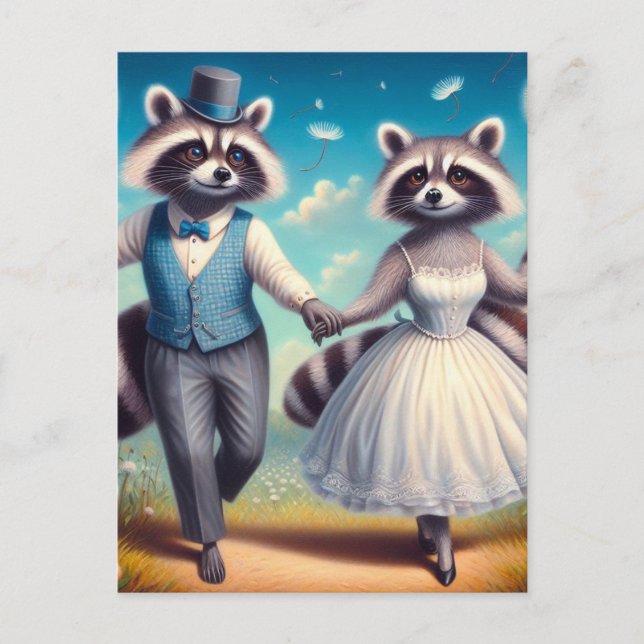 The Raccoon Bride and Groom Postcard (Front)