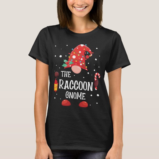The Raccoon Gnome Matching Family Christmas Gnome  T-Shirt (Front)