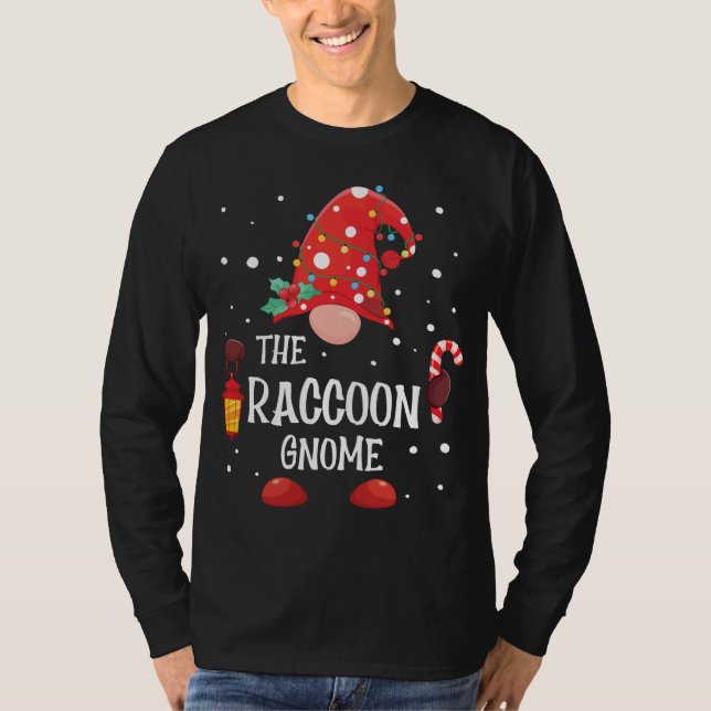The Raccoon Gnome Matching Family Christmas Gnome  T-Shirt (Front)