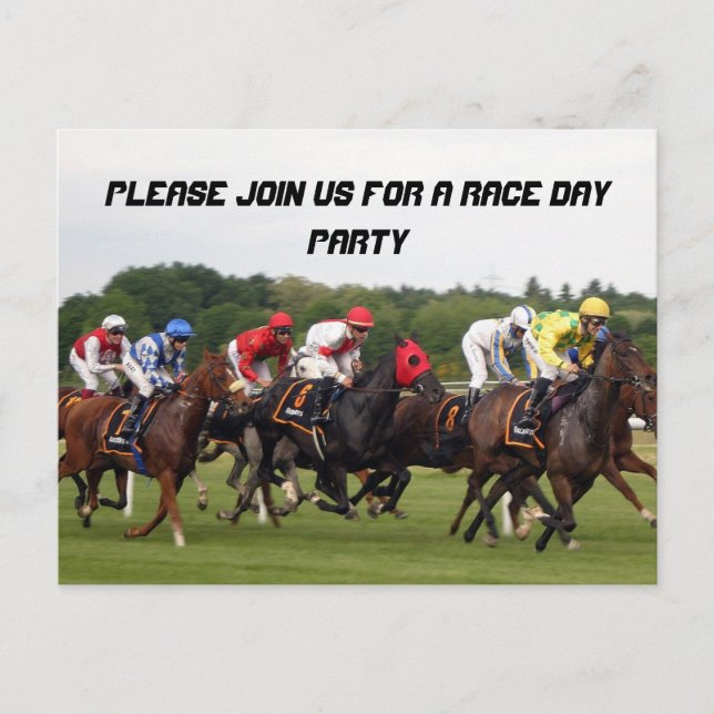 THE RACE IS ON POSTCARD PARTY INVITATION (Front)