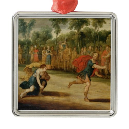 The Race of Atalanta and Hippomenes (oil on panel) Metal Ornament