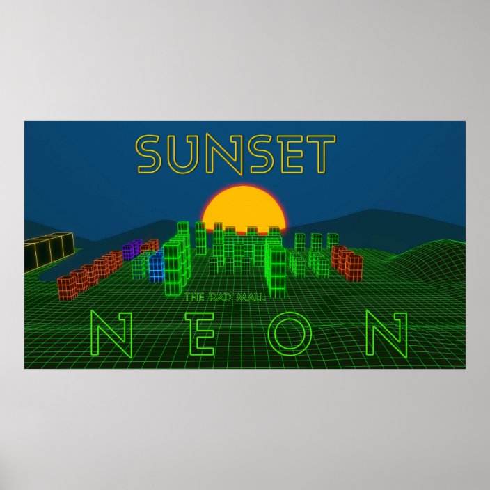 The Rad Mall Sunset Neon Poster 30 X 16 Zazzle Com