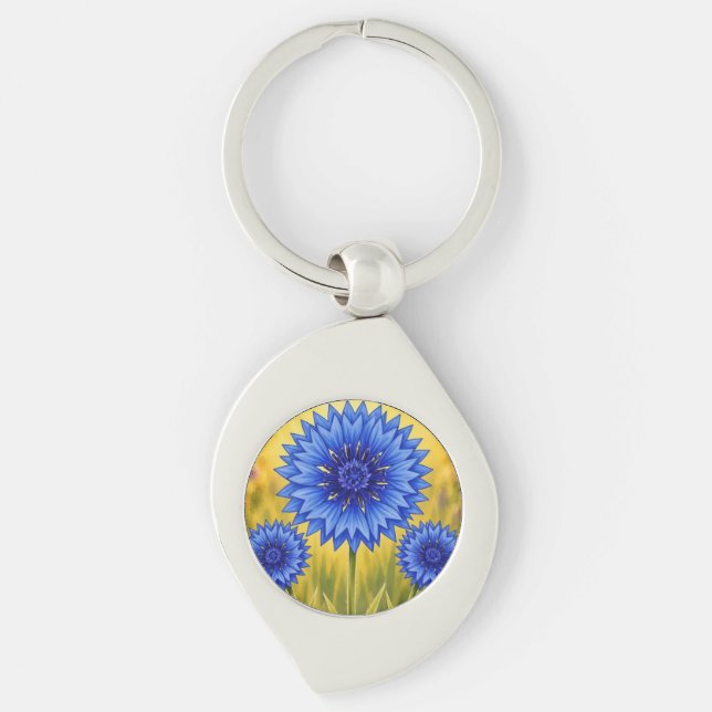The Radiant Petal Cornflower Keychain (Front)