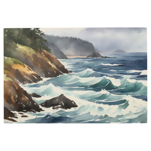 The raging Oregon coast storm Metal Print (Front)