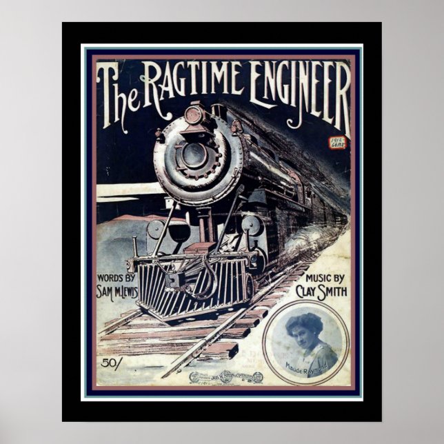 "The Ragtime Engineer" Sheet Music Cover 16 x 20 Poster (Front)