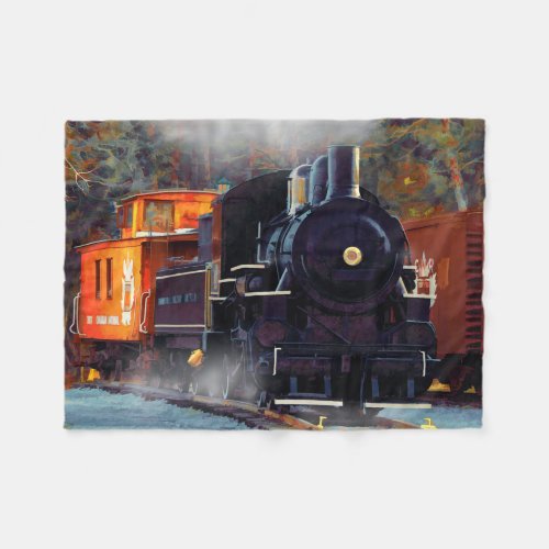 The Rail Yard  _  Steam Train Fleece Blanket