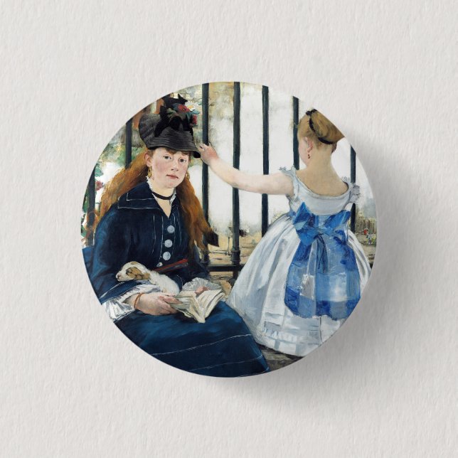 The Railway Edouard Manet  Button (Front)