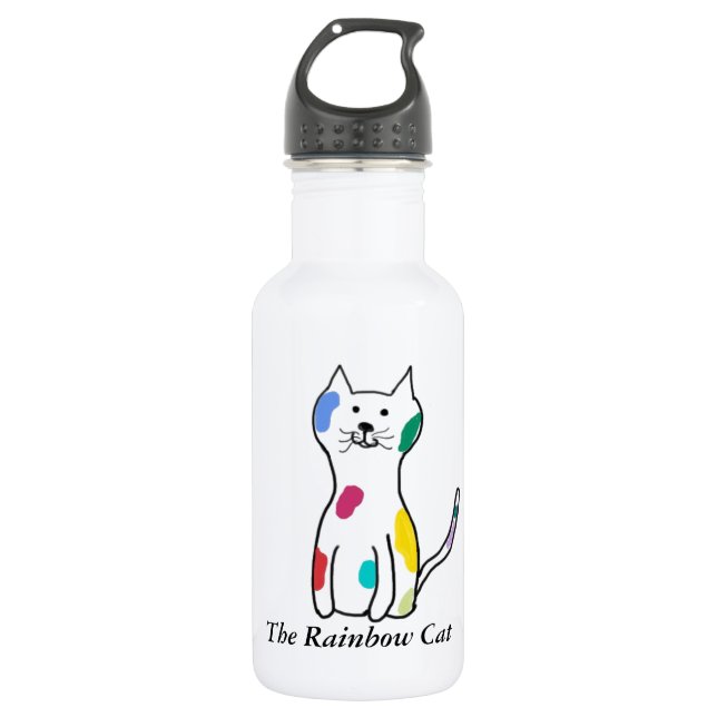 The Rainbow Cat Customizable Water Bottle (Front)