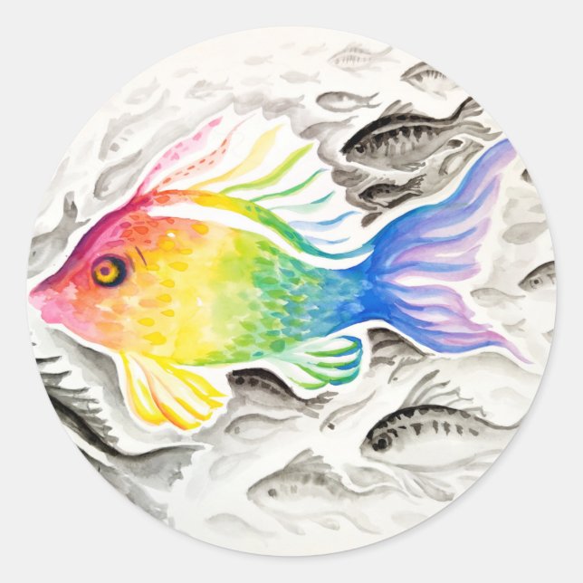 The rainbow fish   classic round sticker (Front)