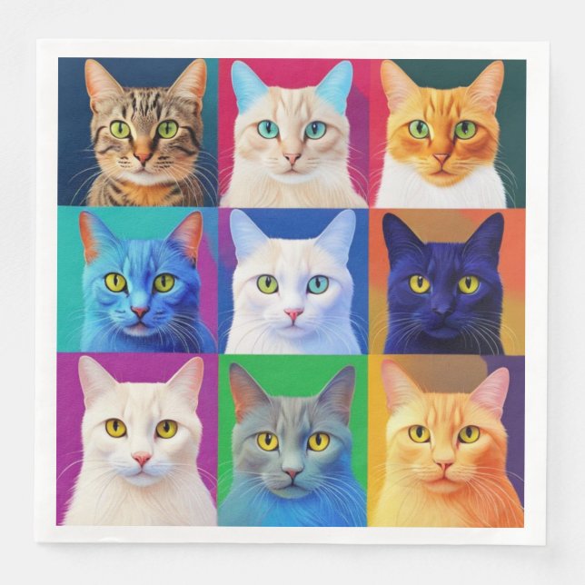 the rainbow of cats paper dinner napkins (Front)
