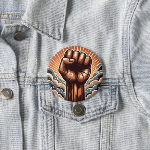 The raised fist button
