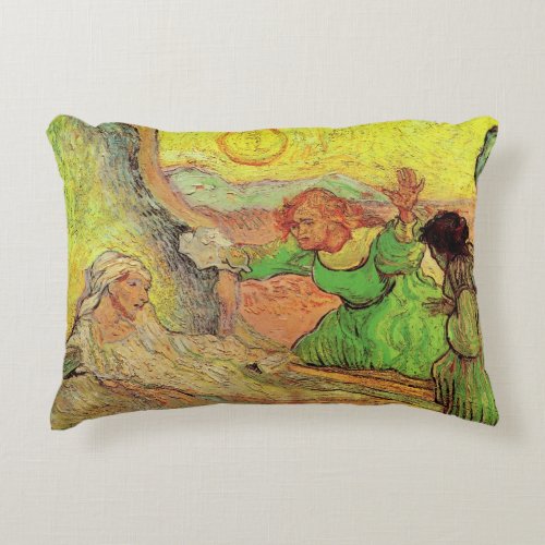 The Raising of Lazarus by Vincent van Gogh Accent Pillow