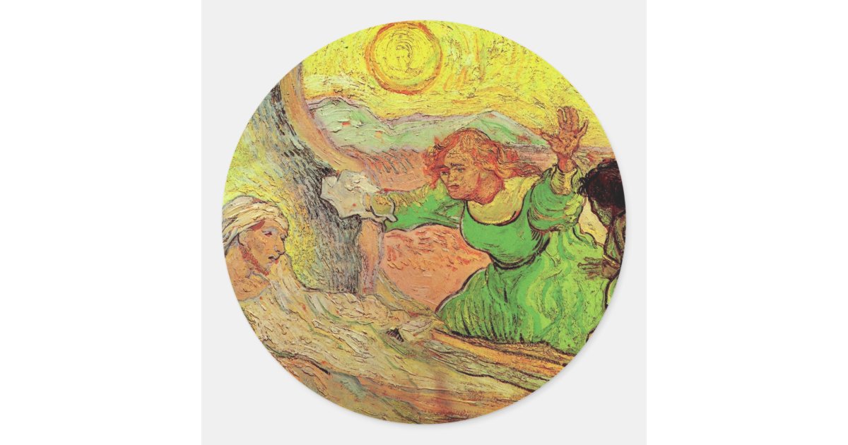 The Raising of Lazarus by Vincent van Gogh Classic Round Sticker | Zazzle
