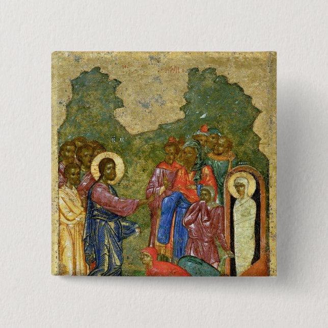 The Raising of Lazarus, Russian icon Button (Front)