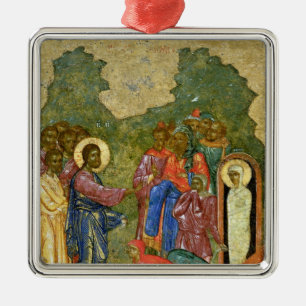 The Raising of Lazarus, Russian icon Metal Ornament