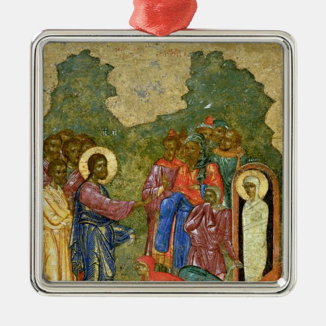 The Raising of Lazarus, Russian icon Metal Ornament (Front)