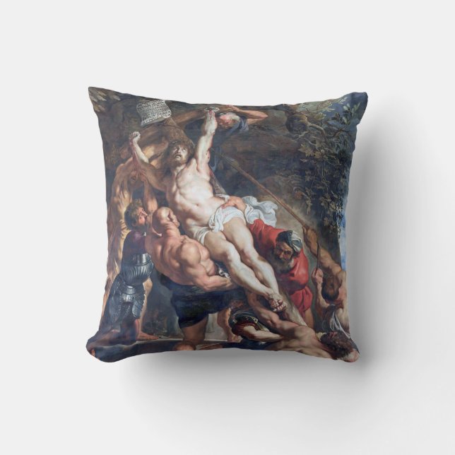 The Raising of the Cross, Rubens Throw Pillow (Front)