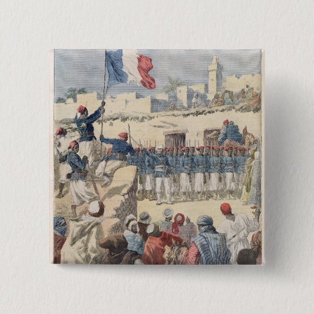 The Raising of the French Flag at Timbuktu Button (Front)