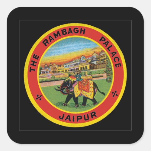 The Rambagh Palace Jaipur_Vintage Travel Poster Square Sticker