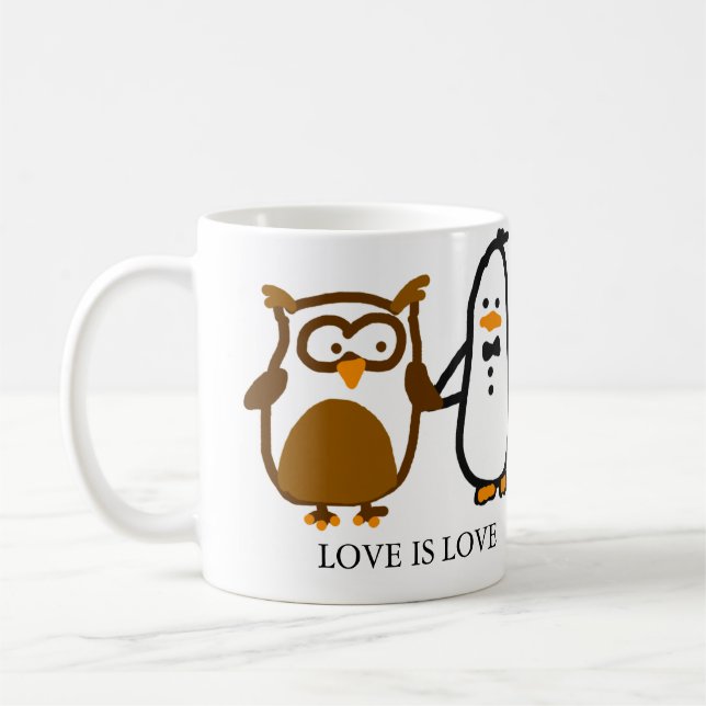 The Random Penguins MUG - "LOVE IS LOVE" (Left)
