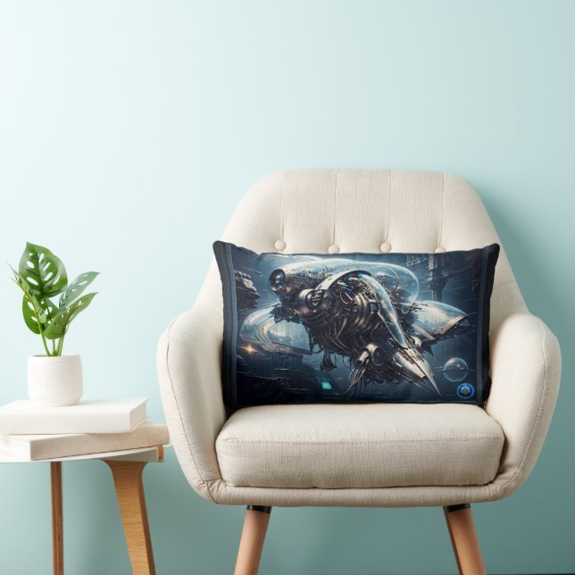 The Raspian Dynamorph Drone AI Art by Xzendor7 Lumbar Pillow (Chair)