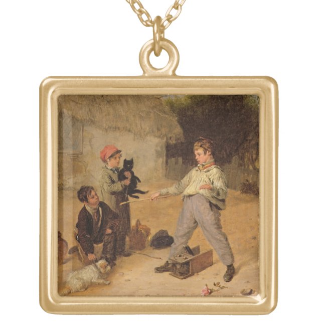 The Rat Trap (oil on panel) Gold Plated Necklace (Front)